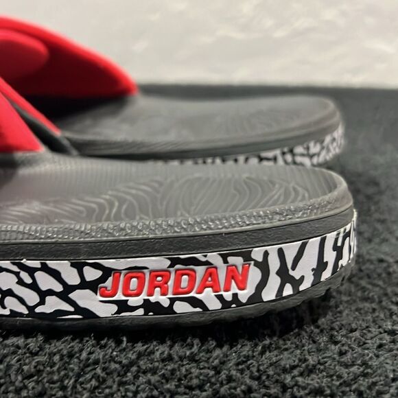 🔥🏀 Nike AIR JORDAN Hydro 3 Retro Slides Black/Cement/Red Men Sz 10 - EXCELLENT - Picture 6 of 13